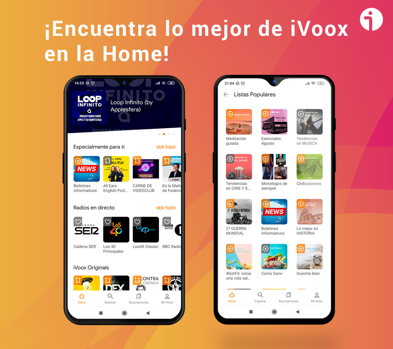 Encuentra lo mejor de iVoox en la Home