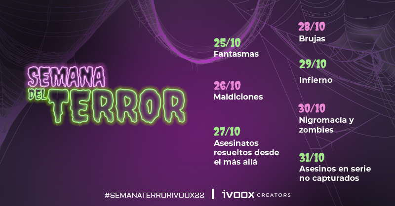 El calendario de la Semana del Terror. ¡Un tema espeluznante para cada día!